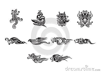 set of tattoos. Vector illustration decorative design Vector Illustration