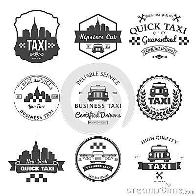 Set of taxi badges, logos and labels vector Vector Illustration