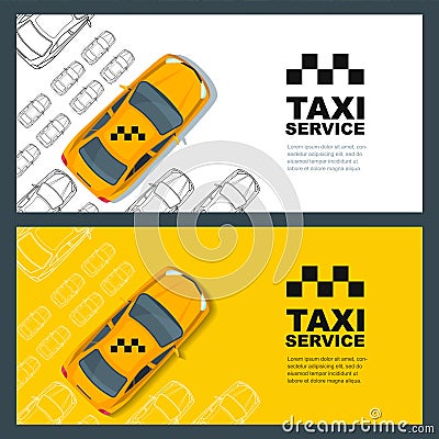 Set of taxi service banner, flyer, poster design template. Call taxi concept. Vector Illustration