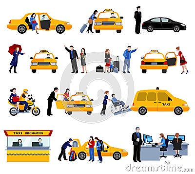 Set Of Taxi Service Icons Vector Illustration