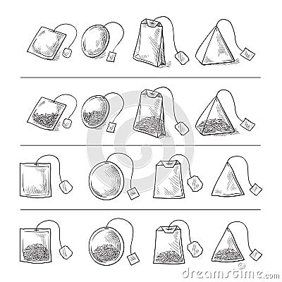 Set of tea bags Vector Illustration