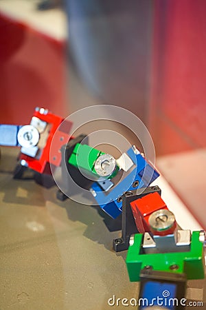 A set of teaching equipment mechanical gear universal joint model close-up Stock Photo