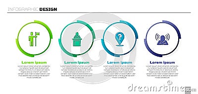 Set Team leader, Speaker, Question mark and Head hunting. Business infographic template. Vector Vector Illustration