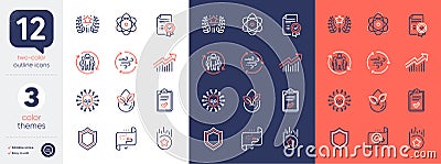 Set of Teamwork, Cyber attack and Checklist line icons. For design. Vector Vector Illustration