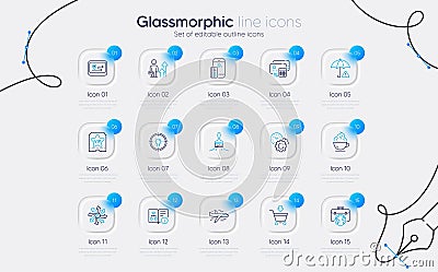 Set of Technical algorithm, Time management and Coffee cup line icons for web app. Pictogram icon. Vector Vector Illustration