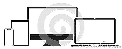 Set technology devices icon: computer, laptop, tablet and smartphone screen icon for web development apps and websites - vector Vector Illustration