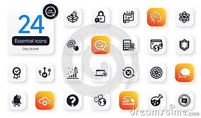 Set of Technology flat icons. Architectural plan, Reject refresh and Megaphone box elements for web application. Vector Stock Photo