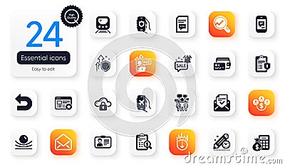 Set of Technology flat icons. Favorite, Undo and Wallet elements for web application. For design. Vector Vector Illustration