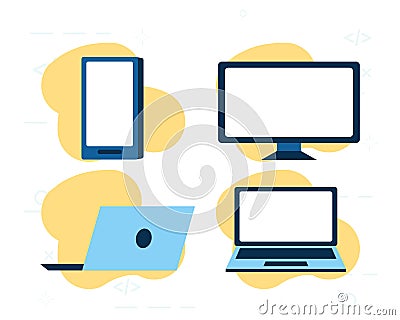 Set technology gadgets Vector Illustration