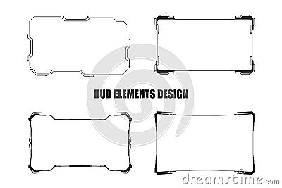 Set of technology hud elements design isolated on white background Vector Illustration