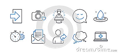 Set of Technology icons, such as Brand ambassador, Login, Refer friend. Vector Vector Illustration