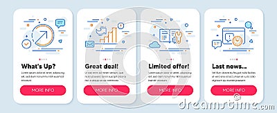 Set of Technology icons, such as Engineering documentation, Growth chart, Direction symbols. Vector Vector Illustration