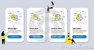 Set of Technology icons, such as Secret package, Save planet, Like button. Vector Stock Photo
