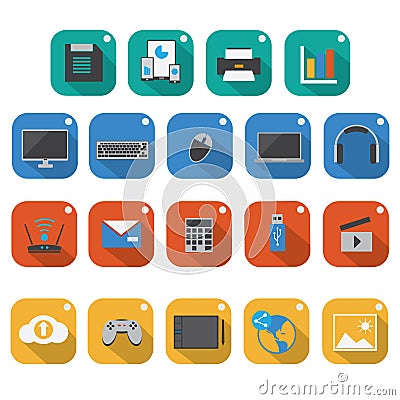 set of technology icons. Vector illustration decorative background design Cartoon Illustration