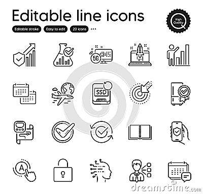 Set of Technology outline icons. Contains icons as Start business, Confirmed and Metro map elements. For website Vector Vector Illustration