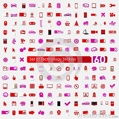 Set of technology stickers Vector Illustration