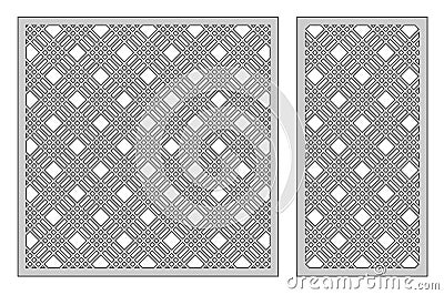 Set template for cutting. Diagonal geometric lines pattern. Lase Vector Illustration