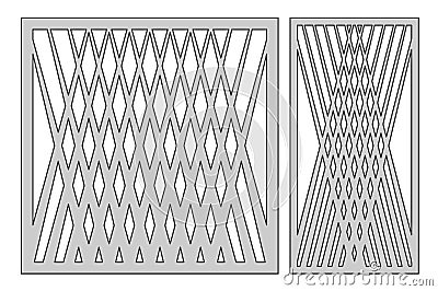 Set template for cutting. Square line diagonal pattern. Laser cu Vector Illustration