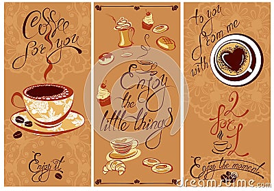 Set of Template Flayer or Menu design for coffeehouse. Background Vector Illustration