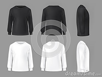 set template of male T-shirts with long sleeve Stock Photo