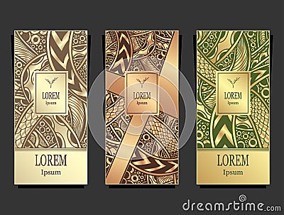 Set Template for package from Luxury background made by foil in black pearl bronze olive gold Vector Illustration