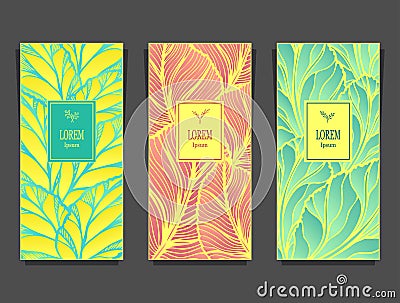 Set Template for package from Luxury background made by foil leaves in summer colors Vector Illustration