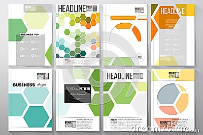 Set of templates for brochure, flyer or booklet. Abstract colorful business background, modern stylish hexagonal vector Vector Illustration