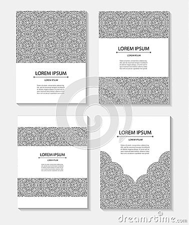 Set templates business cards and invitations with circular patterns Vector Illustration