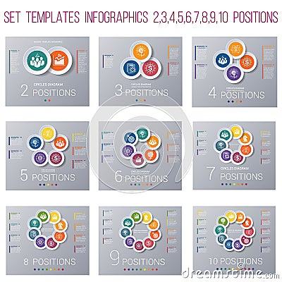 Set 9 templates, Circles diagram Infographics for business conce Vector Illustration