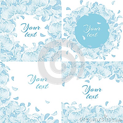 Set of 4 templates with flowers Vector Illustration