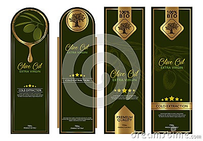 Set of templates packaging for olive oil bottles Vector Illustration