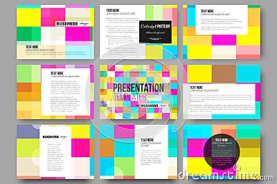 Set of 9 templates for presentation slides. Abstract colorful business background, modern stylish vector texture Vector Illustration