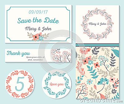 Set of templates for wedding, celebration. Vector Illustration