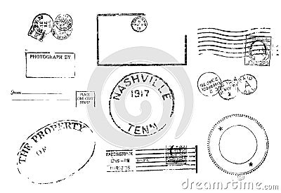 Set Of Ten Antique Vintage Postal Marks. Stock Image - Image: 12624571