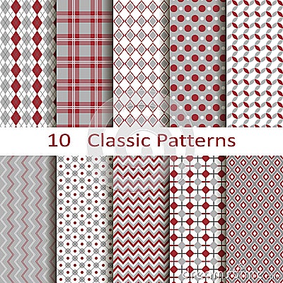 Set of ten classic patterns Vector Illustration