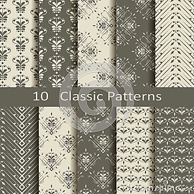 Set of ten classic patterns Vector Illustration