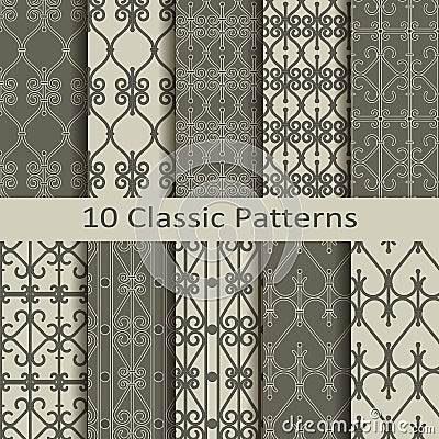 Set of ten classic patterns Vector Illustration