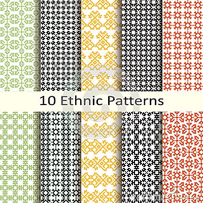 Set of ten ethnic patterns Vector Illustration