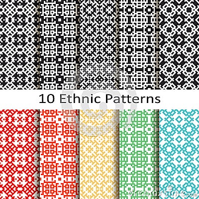 Set of ten ethnic patterns Vector Illustration