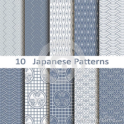 Set of ten Japanese patterns Vector Illustration