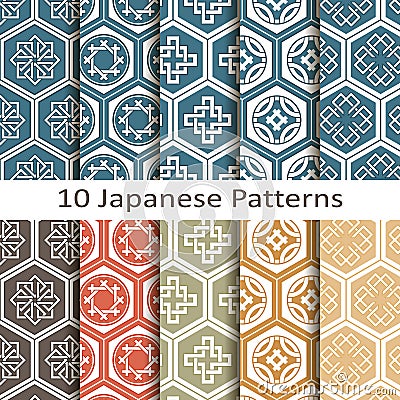 Set of ten japanese patterns Vector Illustration