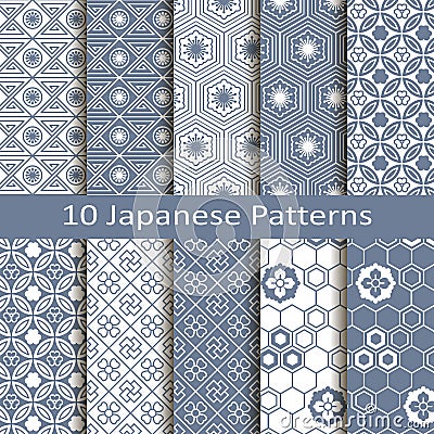 Set of ten japanese patterns Vector Illustration