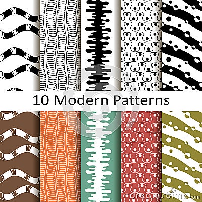 Set of ten modern patterns Vector Illustration