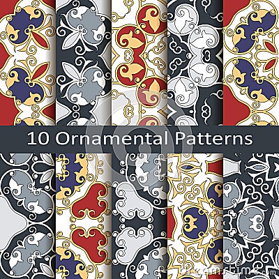 Set of ten ornamental patterns Vector Illustration