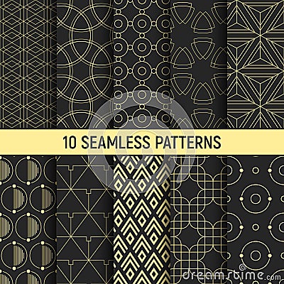 Set of ten seamless patterns. Vector Illustration