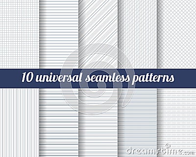 Set of ten subtle seamless patterns. Vector Illustration