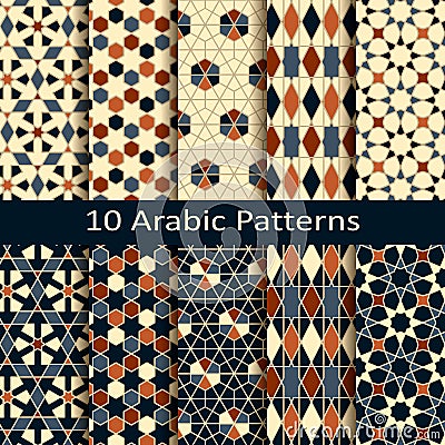 Set of ten vector arabic geometric patterns Vector Illustration