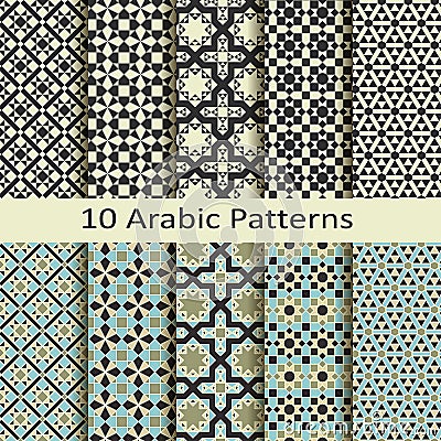 Set of ten vector arabic geometric patterns Vector Illustration