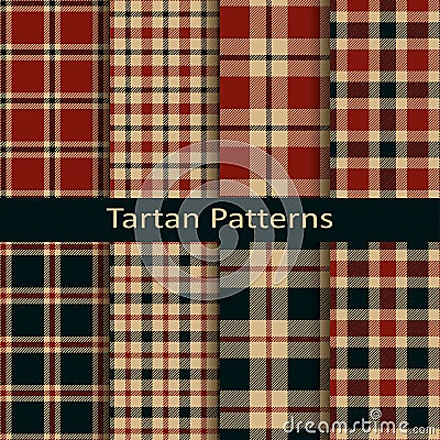 Set of ten vector trendy scottish tartan patterns. design for wrapping, packaging, covers, cloths, christmas Vector Illustration