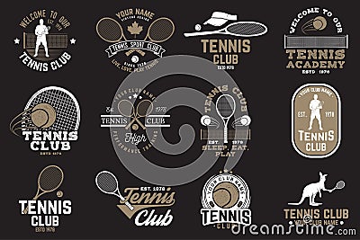 Set of Tennis club badges Vector Illustration